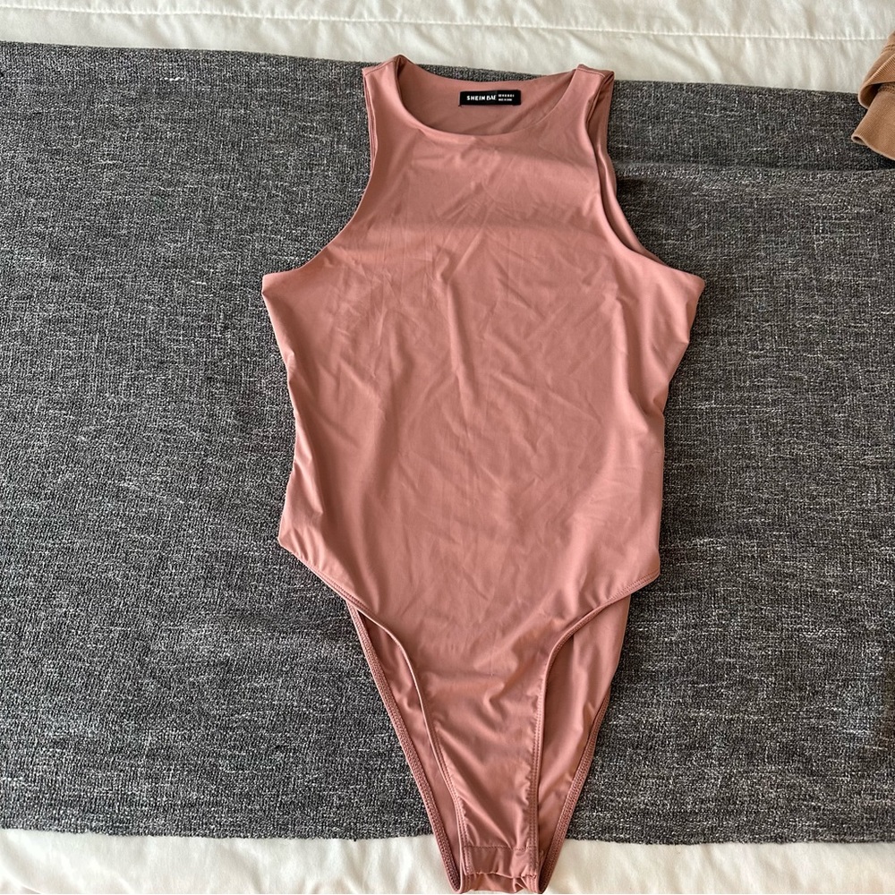 Nude color SHEIN BAE bodysuit, high neck, size M